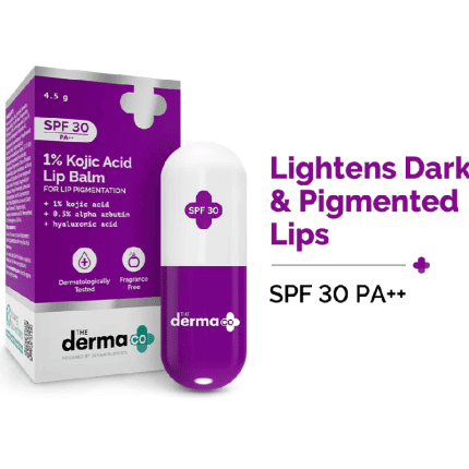 The Derma Co 1% Kojic Acid Lip Balm SPF30 PA++ For Dark & Pigmented Lips (4g)