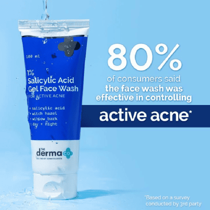 The Derma Co 1% Salicylic Acid Gel Face Wash For Active Acne