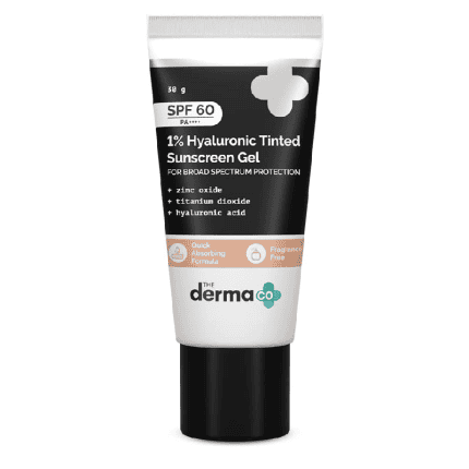 The Derma Co 1% Hyaluronic Tinted Sunscreen Gel SPF60 PA++++