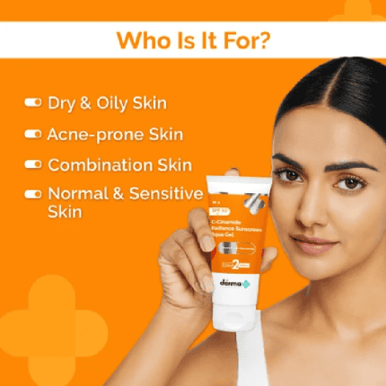 The Derma Co C-Cinamide Radiance Sunscreen Aqua Gel SPF50 PA++++ (50g)