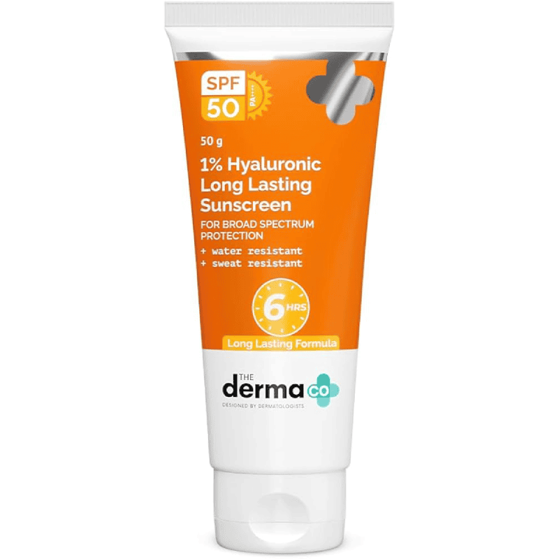 The Derma Co 1% Hyaluronic Long Lasting Sunscreen SPF50 PA++++ The Derma Co 1% Hyaluronic Long Lasting Sunscreen SPF50 PA++++