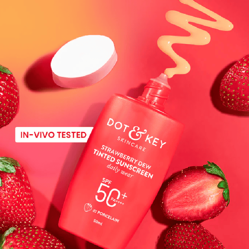 Dot & Key Strawberry Dew Tinted Sunscreen - PORCELAIN SPF50+ PA++++ Dot & Key Strawberry Dew Tinted Sunscreen - PORCELAIN SPF50+ PA++++