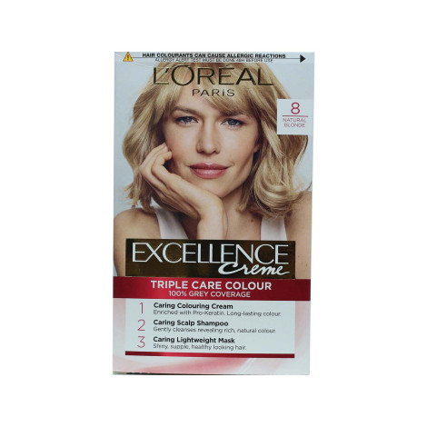 L'Oreal Excellence Creme Triple Care Colour - 8 Natural Blonde L'Oreal Excellence Creme Triple Care Colour - 8 Natural Blonde - Image 1