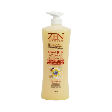 Zen Garden Royal Jelly & Vitamin E Deep Moisturising Nourishing Shower Cream 1000ml Zen Garden Royal Jelly & Vitamin E Deep Moisturising Nourishing Shower Cream 1000ml - Image 1