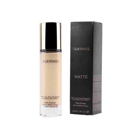 Guerniss Cover Matte Foundation 30ml - 1.0 Porcelain Guerniss Cover Matte Foundation 30ml - 1.0 Porcelain - Image 1