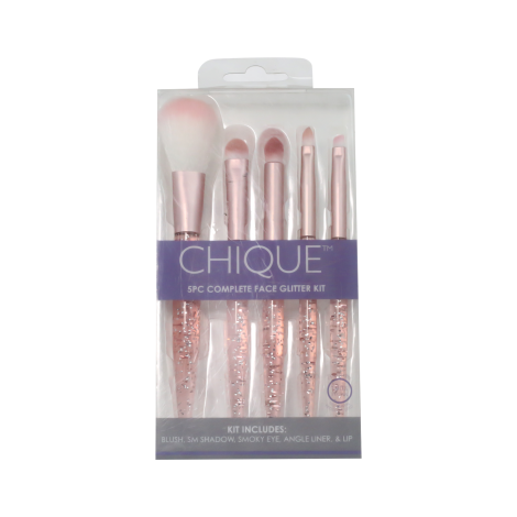 Chique Pink Glitter 5-Piece Face Brush Set Chique Pink Glitter 5-Piece Face Brush Set - Image 1
