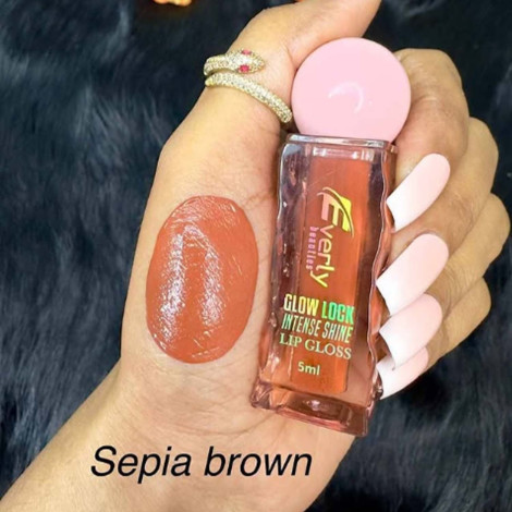 Everly Beauties Glow Lock Intense Shine Lip Gloss - Sepia Brown Everly Beauties Glow Lock Intense Shine Lip Gloss - Sepia Brown - Image 1