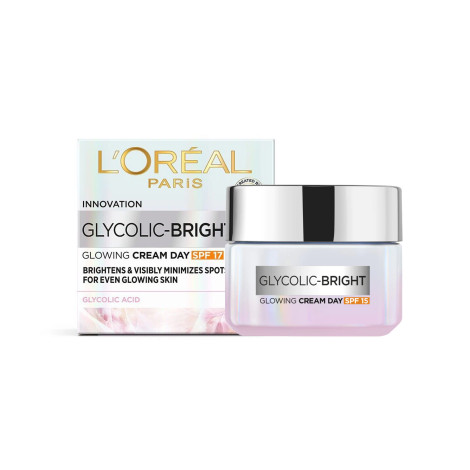 L'Oreal Glycolic Bright Glowing Day Cream SPF17 50ml L'Oreal Glycolic Bright Glowing Day Cream SPF17 50ml - Image 1