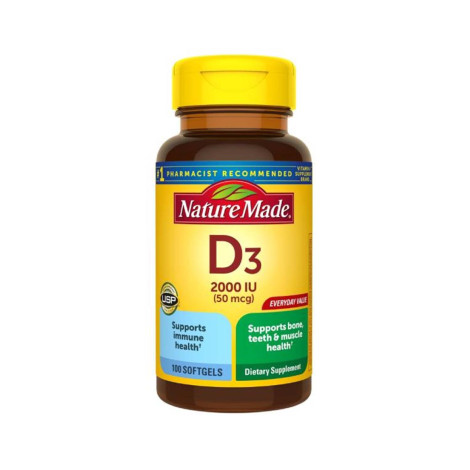 Nature Made Vitamin D3 2000 IU 50mcg 100 Softgels Nature Made Vitamin D3 2000 IU 50mcg 100 Softgels - Image 1