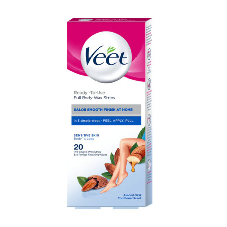Veet Professional Ready To Use Almond Oil Full Body 20 Wax Strips Veet Professional Ready To Use Almond Oil Full Body 20 Wax Strips - Image 1