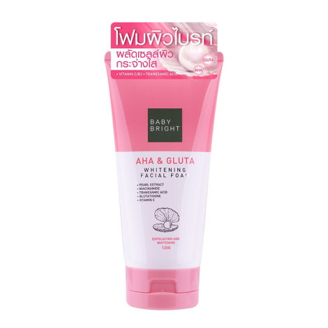 Baby Bright Aha & Gluta Whitening Facial Foam 120g Baby Bright Aha & Gluta Whitening Facial Foam 120g - Image 1