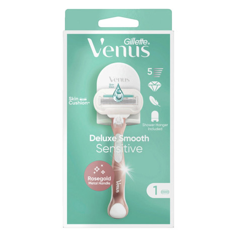 Gillette Venus Deluxe Smooth Sensitive Rose Gold Razor 1up Gillette Venus Deluxe Smooth Sensitive Rose Gold Razor 1up - Image 1