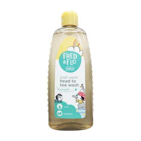 Tesco Fred & Flo Soft & Gentle Head To Toe Wash 500ml Tesco Fred & Flo Soft & Gentle Head To Toe Wash 500ml - Image 1