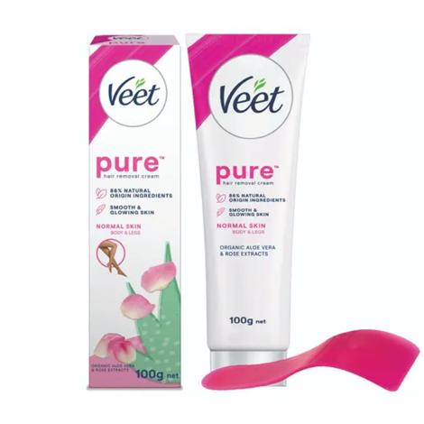 Veet Pure Organic Aloe Vera & Rose Extracts Hair Removal Cream 100g Veet Pure Organic Aloe Vera & Rose Extracts Hair Removal Cream 100g - Image 1