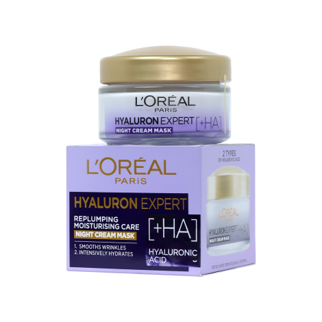 L'Oreal Hyaluron Expert Replumping Moisturising Care Night Cream Mask 50ml L'Oreal Hyaluron Expert Replumping Moisturising Care Night Cream Mask 50ml - Image 1