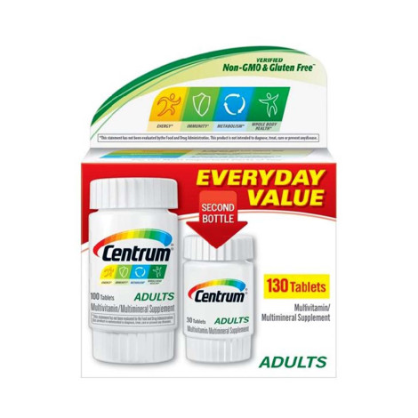 Centrum Adult Multivitamin Multimineral With Zinc and Vitamins 130 Tablets Centrum Adult Multivitamin Multimineral With Zinc and Vitamins 130 Tablets - Image 1