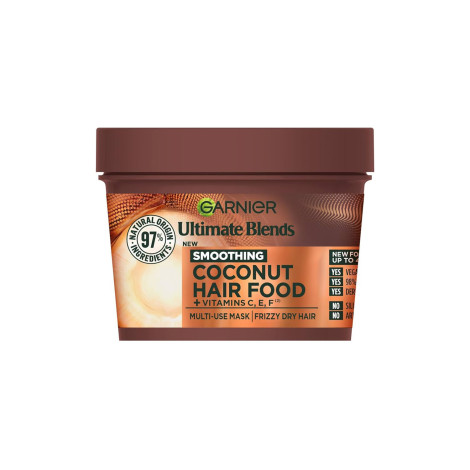 Garnier Ultimate Blends Smoothing Coconut Hair Food + Vitamin C,E,F Multi-Use Mask 400ml Garnier Ultimate Blends Smoothing Coconut Hair Food + Vitamin C,E,F Multi-Use Mask 400ml - Image 1