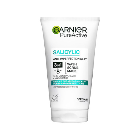 Garnier Pure Active Salicylic Anti-Imperfection Clay 3in1 Wash Scrub Mask 150ml Garnier Pure Active Salicylic Anti-Imperfection Clay 3in1 Wash Scrub Mask 150ml - Image 1