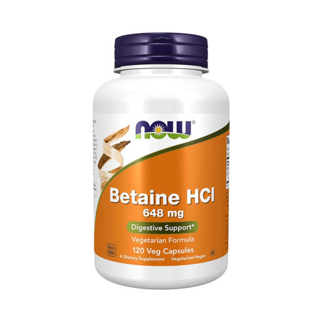 NOW Betaine HCl 648 mg – 120 Veg Capsules NOW Betaine HCl 648 mg – 120 Veg Capsules - Image 1