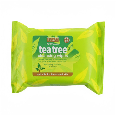 Beauty Formulas Australian Tea Tree Cleansing Wipes - 25 Wipes Beauty Formulas Australian Tea Tree Cleansing Wipes - 25 Wipes - Image 1