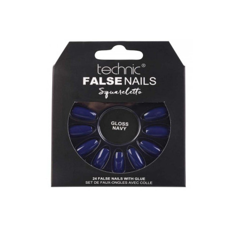 Technic Squareletto 24 False Nails With Glue - Gloss Navy Technic Squareletto 24 False Nails With Glue - Gloss Navy - Image 1