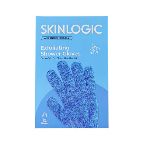 Skinlogic Exfoliating Shower Gloves 1 Pair - Blue Skinlogic Exfoliating Shower Gloves 1 Pair - Blue - Image 1