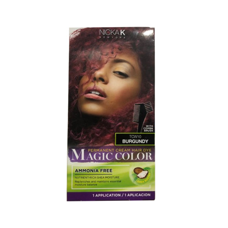 Nicka K Permanent Cream Hair Dye Magic Color - TCW10 Burgundy Nicka K Permanent Cream Hair Dye Magic Color - TCW10 Burgundy - Image 1