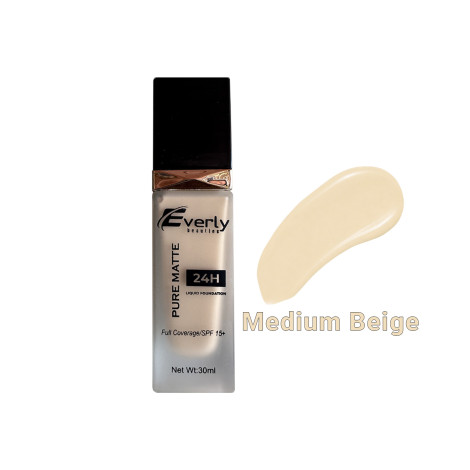 Everly Pure Matte Full Coverage Liquid Foundation 24H SPF15 - Medium Beige Everly Pure Matte Full Coverage Liquid Foundation 24H SPF15 - Medium Beige - Image 1
