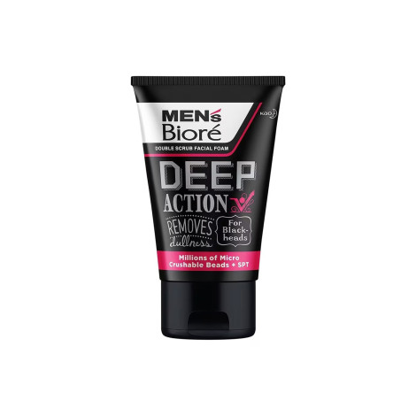 Biore Men's Deep Action For Black Heads Double Scrub Facial Foam 100g Biore Men's Deep Action For Black Heads Double Scrub Facial Foam 100g - Image 1