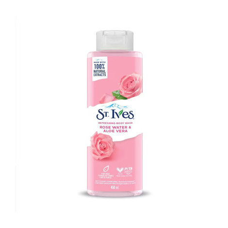 ST.Ives Rose Water & Aloe Vera Refreshing Body Wash 450ml ST.Ives Rose Water & Aloe Vera Refreshing Body Wash 450ml - Image 1
