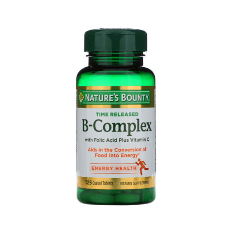 Nature's Bounty, Vitamin B-Complex with Folic Acid Plus Vitamin C 125 Tablets(USA) Nature's Bounty, Vitamin B-Complex with Folic Acid Plus Vitamin C 125 Tablets(USA) - Image 1