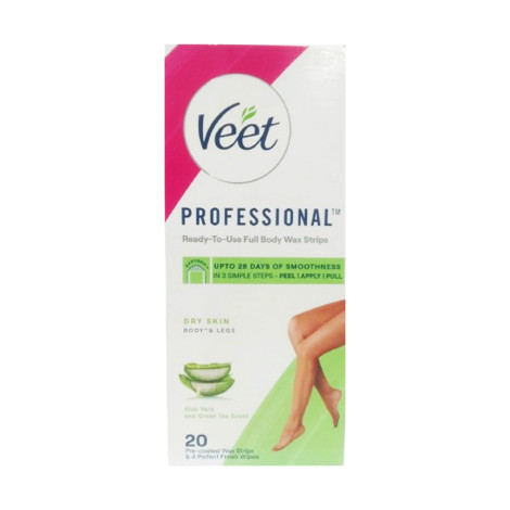 Veet Professional Ready To Use Aloe Vera Full Body 20 Wax Strips Veet Professional Ready To Use Aloe Vera Full Body 20 Wax Strips - Image 1
