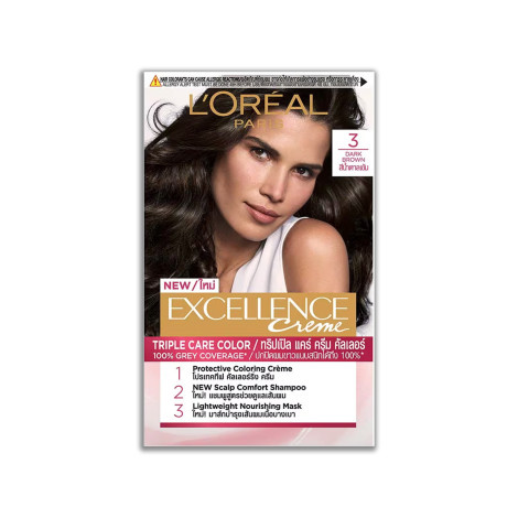 L'Oreal Excellence Creme Hair Colour- 3 Dark Brown L'Oreal Excellence Creme Hair Colour- 3 Dark Brown - Image 1
