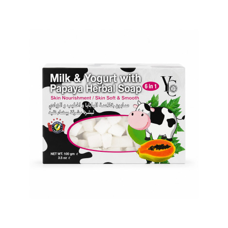 YC Milk &Yogurt With Papaya Herbal 6 in 1 Soap 100g YC Milk &Yogurt With Papaya Herbal 6 in 1 Soap 100g - Image 1