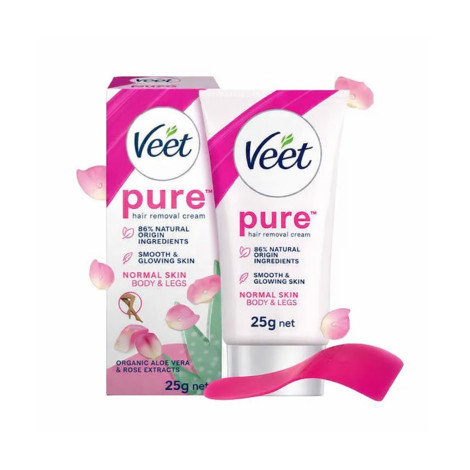 Veet Pure Aloe Vera & Rose Extracts Hair Removal Cream 25g Veet Pure Aloe Vera & Rose Extracts Hair Removal Cream 25g - Image 1