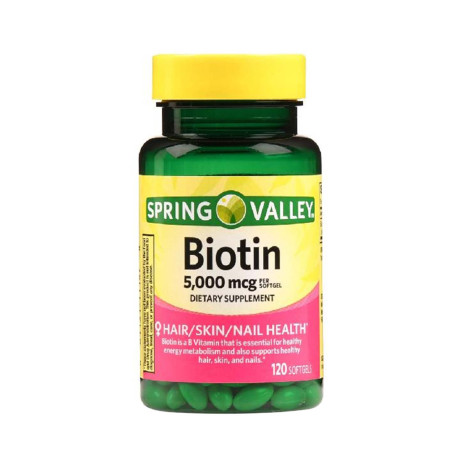 Spring Valley Biotin Softgels 5000mcg 120 Softgels Spring Valley Biotin Softgels 5000mcg 120 Softgels - Image 1