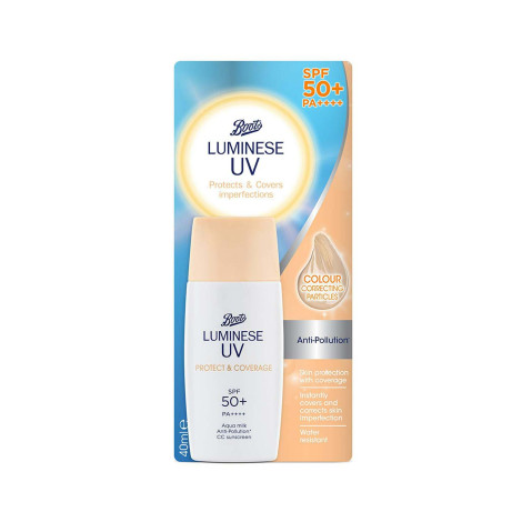 Boots Luminese UV Protect & Coverage Sunscreen 50+ 40ml Boots Luminese UV Protect & Coverage Sunscreen 50+ 40ml - Image 1