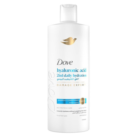 Dove Hyaluronic Acid 2 in 1 Daily Hydration Damage Expert Shampoo + Conditioner 590ml Dove Hyaluronic Acid 2 in 1 Daily Hydration Damage Expert Shampoo + Conditioner 590ml - Image 1