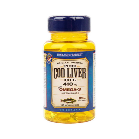 Holland & Barrett Cod Liver Oil 410mg – 100 Capsules Holland & Barrett Cod Liver Oil 410mg – 100 Capsules - Image 1