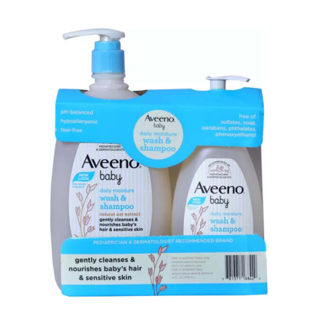 Aveeno Baby Daily Moisture Wash 976ml & Shampoo 354ml Twin Pack Aveeno Baby Daily Moisture Wash 976ml & Shampoo 354ml Twin Pack - Image 1
