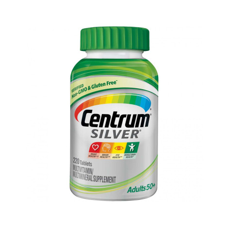 Centrum Silver Multivitamin for Adults 50+ Multivitamin/Multimineral Supplement with Vitamin D3, B Vitamins, Calcium and Antioxidants 220 Tablets Centrum Silver Multivitamin for Adults 50+ Multivitamin/Multimineral Supplement with Vitamin D3, B Vitamins, Calcium and Antioxidants 220 Tablets - Image 1