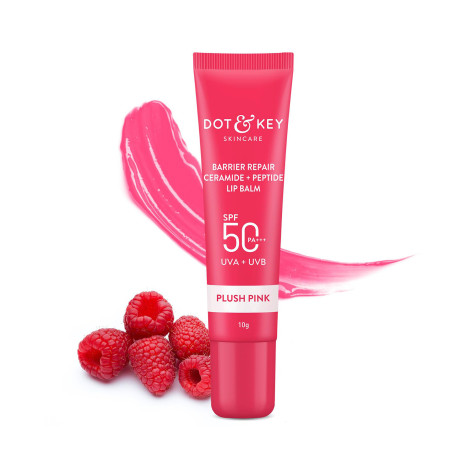 Dot & Key Ceramide & Peptide Barrier Repair Lip Balm 10g- Plush Pink Dot & Key Ceramide & Peptide Barrier Repair Lip Balm 10g- Plush Pink - Image 1