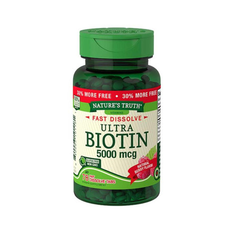 Nature’s Truth Ultra Biotin 5,000mcg Natural Berry Flavor Fast Dissolve 78 Tabs Nature’s Truth Ultra Biotin 5,000mcg Natural Berry Flavor Fast Dissolve 78 Tabs - Image 1