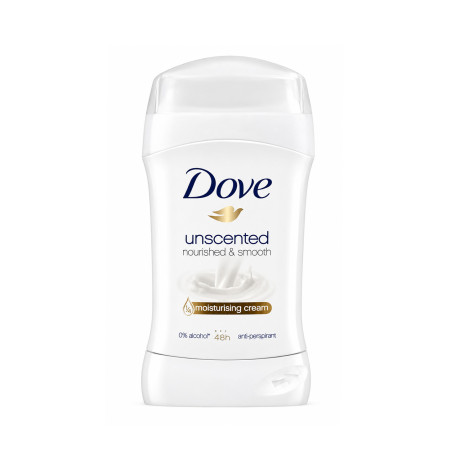 Dove Unscented Nourished & Smooth Moisturising Cream Antiperspirant Stick 40g Dove Unscented Nourished & Smooth Moisturising Cream Antiperspirant Stick 40g - Image 1