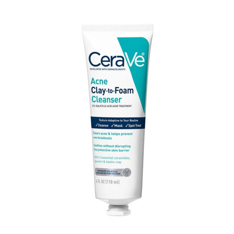 Cerave Acne Clay-to-Foam Cleanser 118ml Cerave Acne Clay-to-Foam Cleanser 118ml - Image 1
